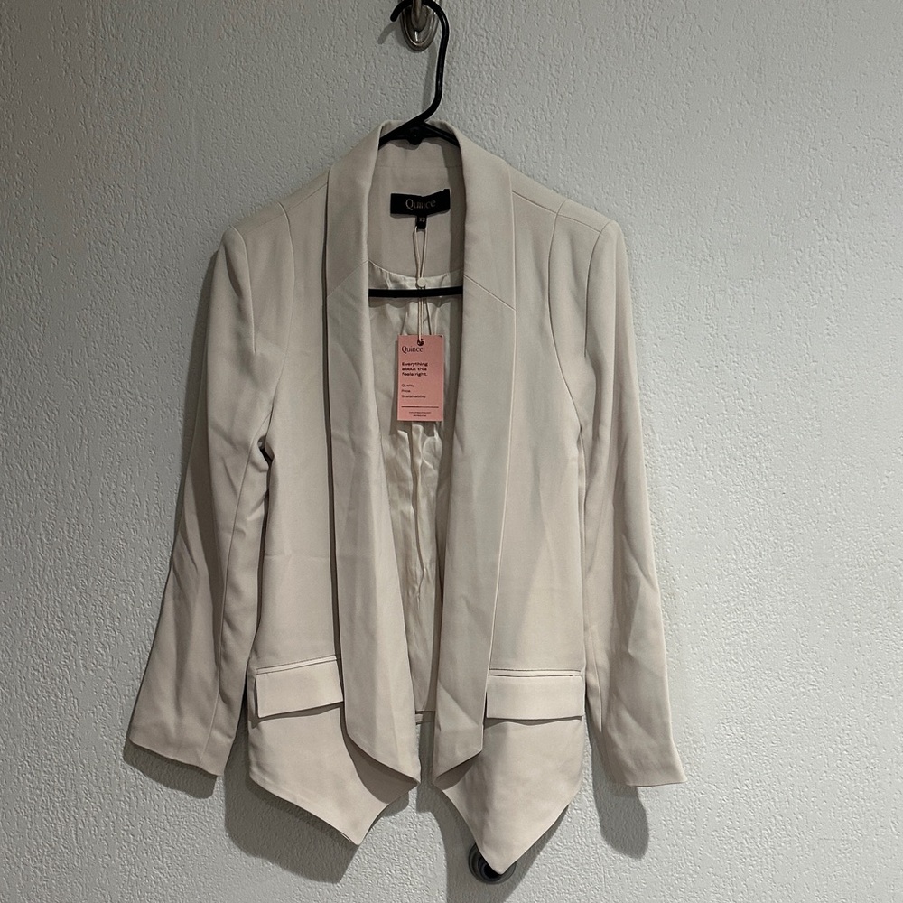 Quince Cream Open-Front Blazer Jacket
